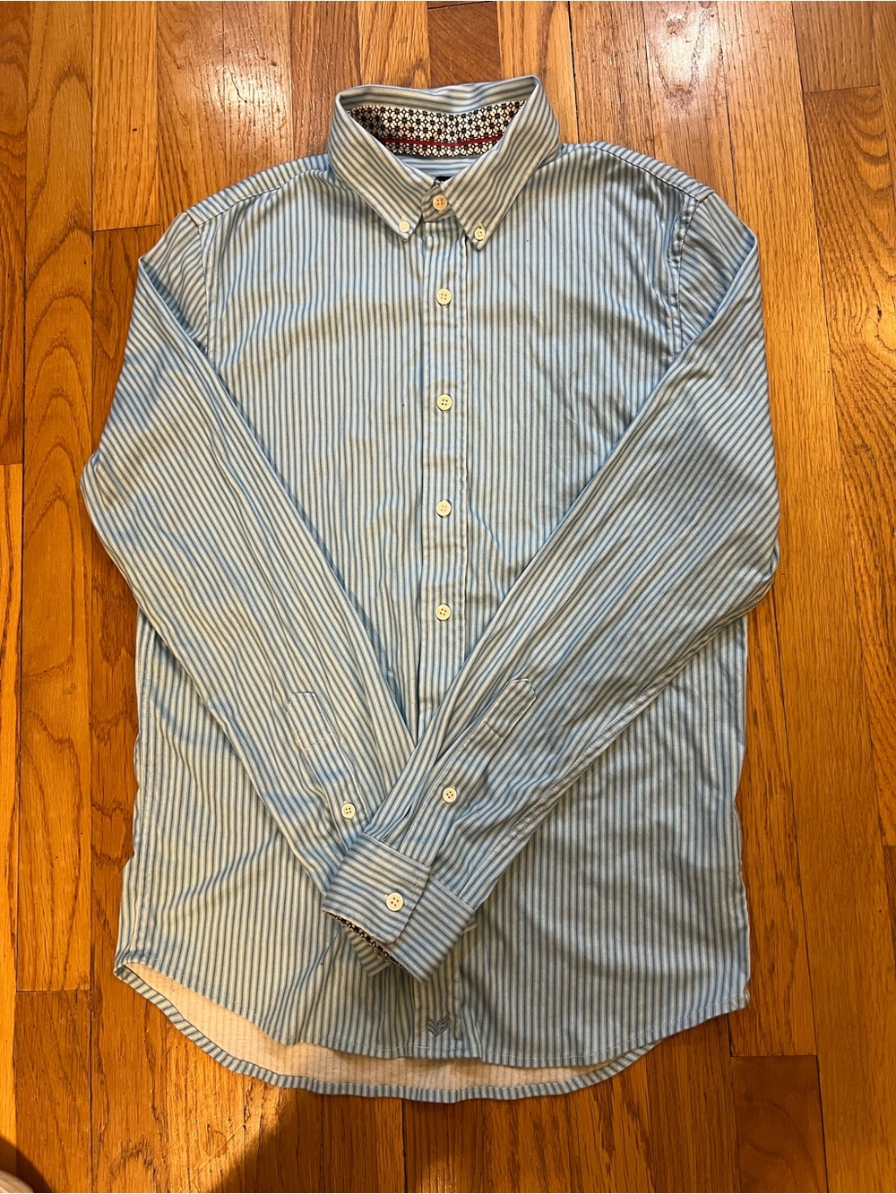 Buttercloth Slim-Fit Light Blue & White Striped Dress Shirt